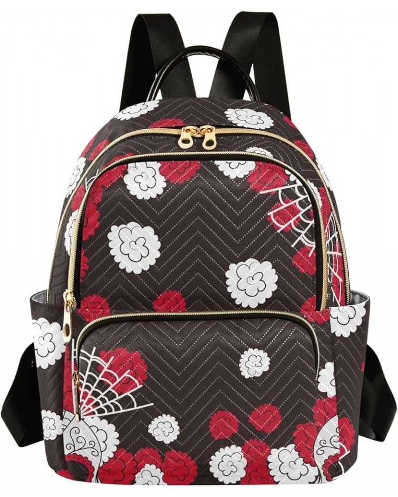 Sugar Skull Flower Black Casual Fashion Polyester Travel Rucksack Shoulder Bag Color Medium $19.23 Backpacks