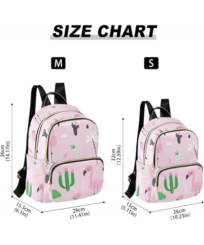 Travel Backpack Purse for Women Fashion Anti-theft Work Casual Flamingo Cacti Palm Trees Daypack Shoulder Bag Medium Size Sma...