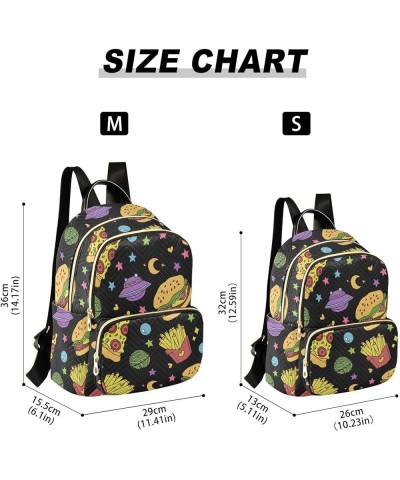 Pizza French Fries Burger Fashion Travel Backpack for Women Multi Pockets Lightweight Purse for Women-M Multicolor Small $15....