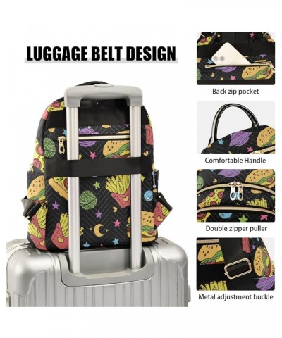 Pizza French Fries Burger Fashion Travel Backpack for Women Multi Pockets Lightweight Purse for Women-M Multicolor Small $15....