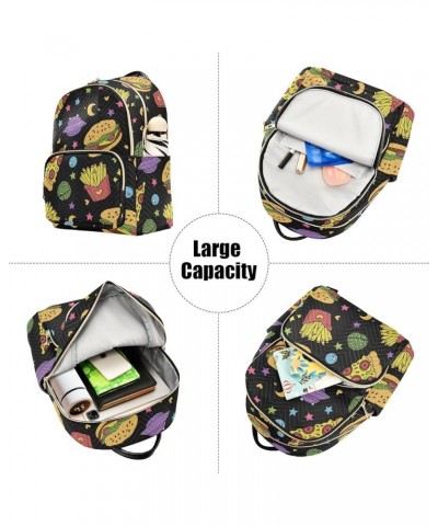 Pizza French Fries Burger Fashion Travel Backpack for Women Multi Pockets Lightweight Purse for Women-M Multicolor Small $15....