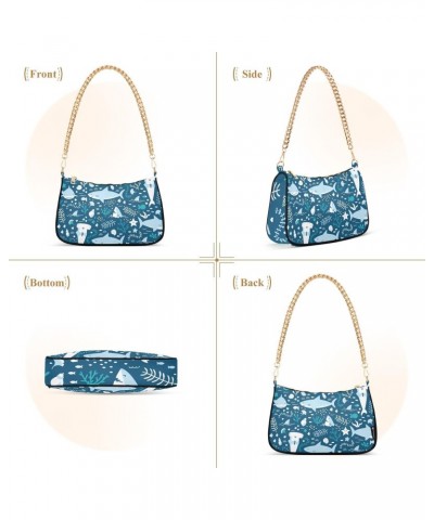 Shoulder Bag for Women Purse Clutch Cute Sharks Chain Shoulder Tote Handbag with Zipper Closure(238ri4c) $17.91 Shoulder Bags