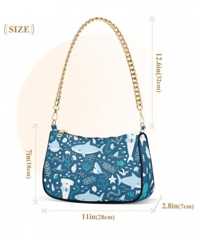 Shoulder Bag for Women Purse Clutch Cute Sharks Chain Shoulder Tote Handbag with Zipper Closure(238ri4c) $17.91 Shoulder Bags