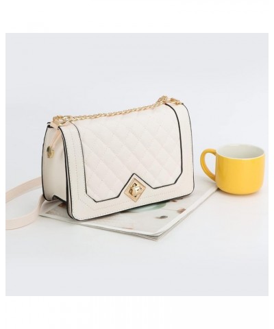 Fashion Quilted Crossbody Bag for Women Classic Satchel Handbag Ladies Small Leather Shoulder Purse Evening Bag White $11.24 ...