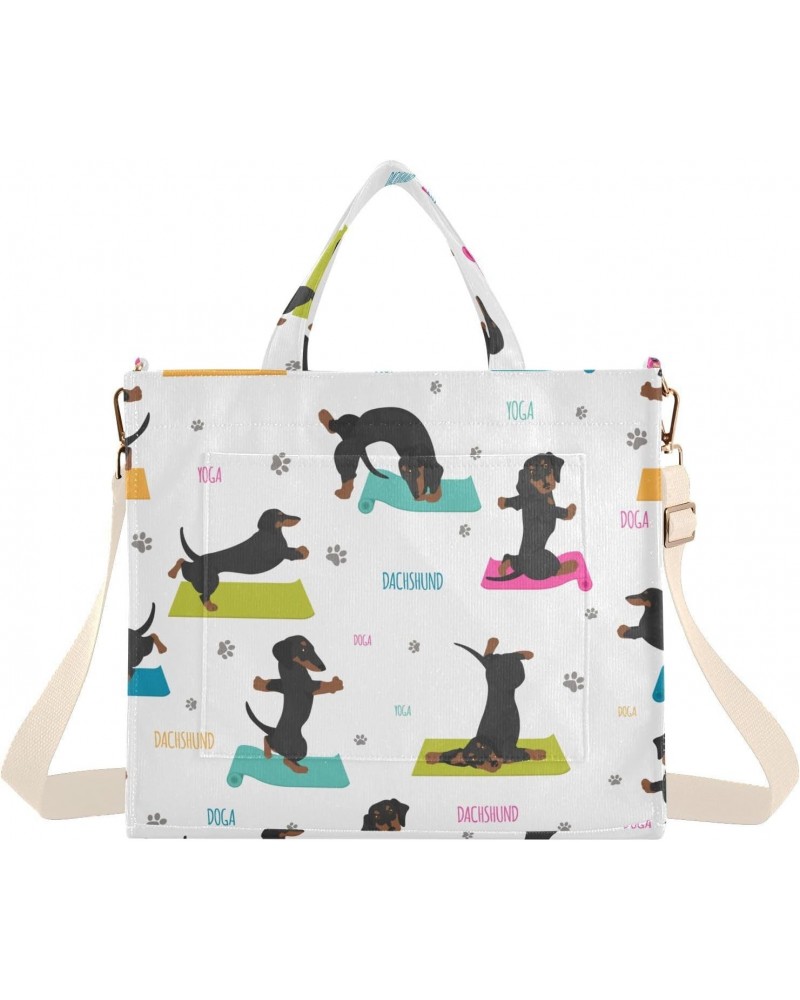 Cute Dogs Dachshunds Corduroy Tote Bag for Women Hobo Crossbody Bag Purse Stylish Shoulder Handbag Messenger Bags, S $11.75 T...