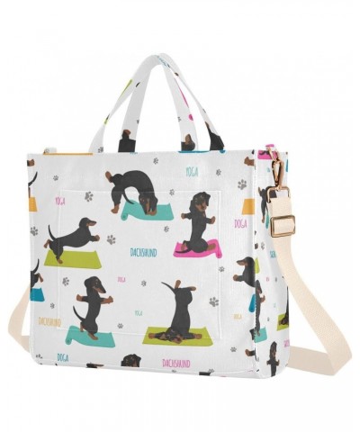 Cute Dogs Dachshunds Corduroy Tote Bag for Women Hobo Crossbody Bag Purse Stylish Shoulder Handbag Messenger Bags, S $11.75 T...