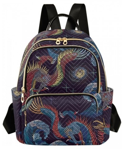 Women's Small Fashion Backpack Chinese Blue Dragon Print Ladies Travel Daypack Aesthetic Shoulder Bag 10.2×5.1×12.5 IN $16.63...