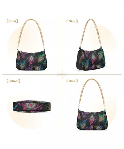 Colorful Peacock Feathers Shoulder Bags for Women Small Handbags Mini Clutch Purse $12.90 Shoulder Bags