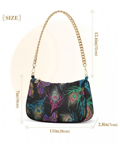 Colorful Peacock Feathers Shoulder Bags for Women Small Handbags Mini Clutch Purse $12.90 Shoulder Bags