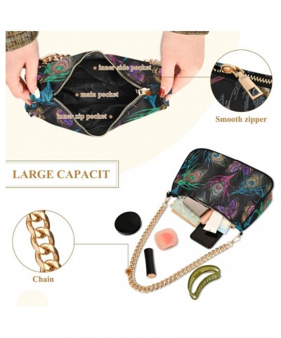 Colorful Peacock Feathers Shoulder Bags for Women Small Handbags Mini Clutch Purse $12.90 Shoulder Bags