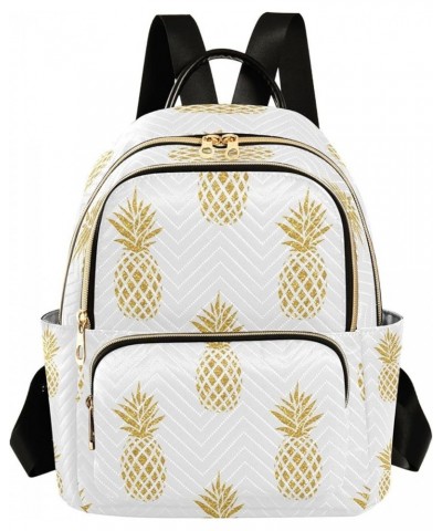 Gold Pineapple Fruit Women Backpack Purse Ladies Fashion Shoulder Bag Daypack Travel Bag 10L Small $19.24 Backpacks