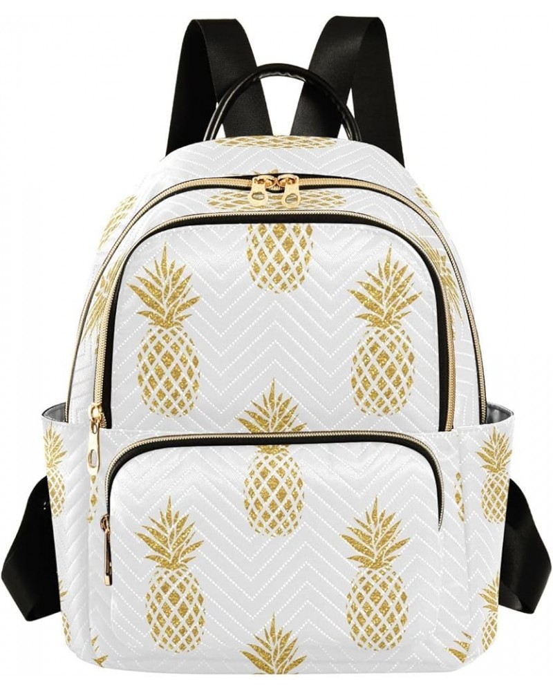 Gold Pineapple Fruit Women Backpack Purse Ladies Fashion Shoulder Bag Daypack Travel Bag 10L Small $19.24 Backpacks