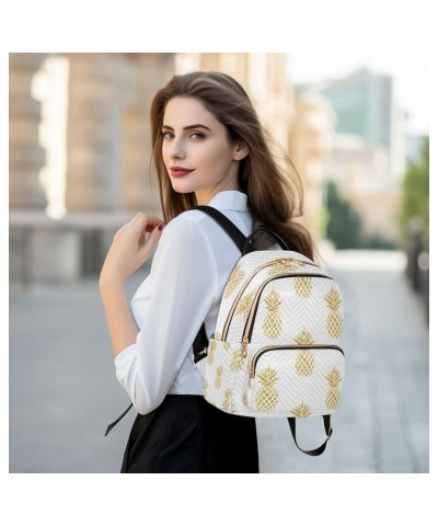 Gold Pineapple Fruit Women Backpack Purse Ladies Fashion Shoulder Bag Daypack Travel Bag 10L Small $19.24 Backpacks