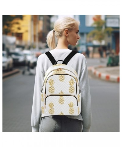 Gold Pineapple Fruit Women Backpack Purse Ladies Fashion Shoulder Bag Daypack Travel Bag 10L Small $19.24 Backpacks