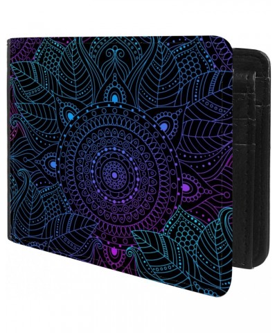 Unique Desige Pattern - Neon Mandala, Slim Front Pocket Wallet Billfold RFID Blocking $8.75 Wallets