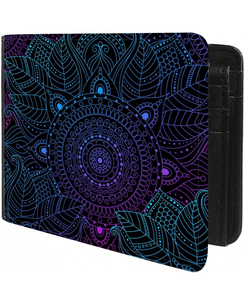 Unique Desige Pattern - Neon Mandala, Slim Front Pocket Wallet Billfold RFID Blocking $8.75 Wallets