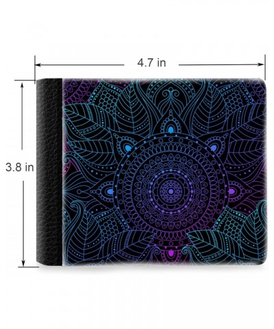 Unique Desige Pattern - Neon Mandala, Slim Front Pocket Wallet Billfold RFID Blocking $8.75 Wallets