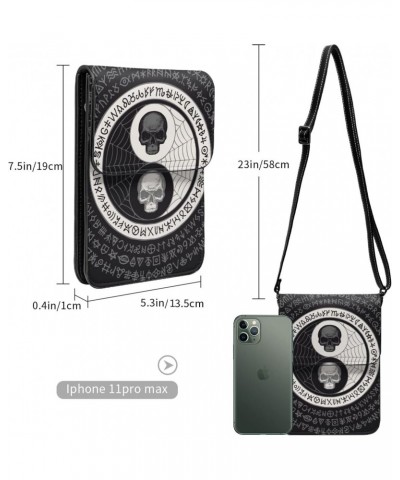 Skull Abstract yin yang Symbol Black Crossbody Cell Phone Purse for Womens Lightweight Small Soft Leather Fashion Travel Wall...