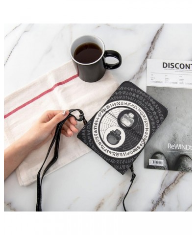 Skull Abstract yin yang Symbol Black Crossbody Cell Phone Purse for Womens Lightweight Small Soft Leather Fashion Travel Wall...