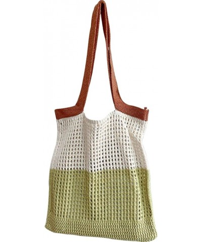 Knitted Tote Bag for Women Shoulder Handbags for Shopping High Capacity Aesthetic Crochet Hobo Mesh Bags for Travel Grass Gre...