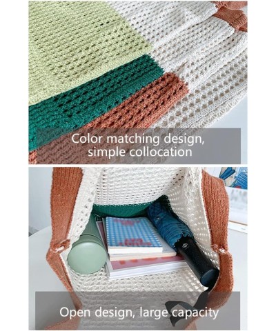 Knitted Tote Bag for Women Shoulder Handbags for Shopping High Capacity Aesthetic Crochet Hobo Mesh Bags for Travel Grass Gre...