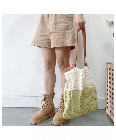 Knitted Tote Bag for Women Shoulder Handbags for Shopping High Capacity Aesthetic Crochet Hobo Mesh Bags for Travel Grass Gre...