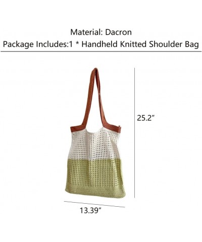 Knitted Tote Bag for Women Shoulder Handbags for Shopping High Capacity Aesthetic Crochet Hobo Mesh Bags for Travel Grass Gre...