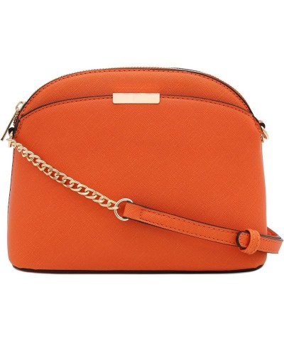 Saffiano Small Dome Crossbody bag with Chain Strap Orange $10.58 Crossbody Bags