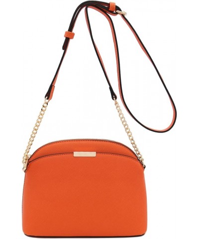 Saffiano Small Dome Crossbody bag with Chain Strap Orange $10.58 Crossbody Bags