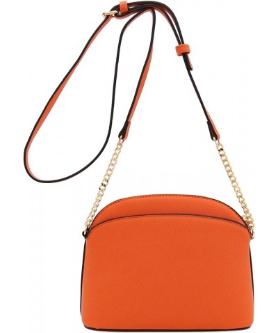 Saffiano Small Dome Crossbody bag with Chain Strap Orange $10.58 Crossbody Bags