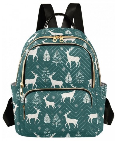 Christmas Deer and Trees Fashion Backpack Purse for Women, Casual Daypacks, Ladies Gift for Traveling Hiking Multicolor Mediu...