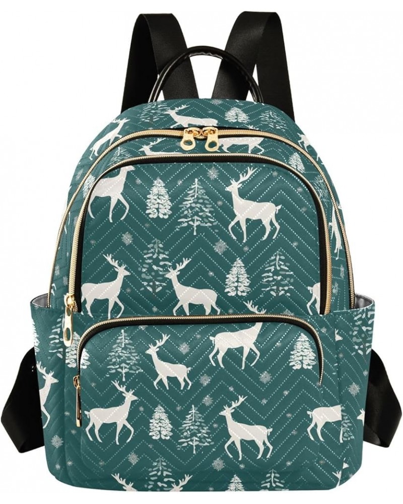 Christmas Deer and Trees Fashion Backpack Purse for Women, Casual Daypacks, Ladies Gift for Traveling Hiking Multicolor Mediu...