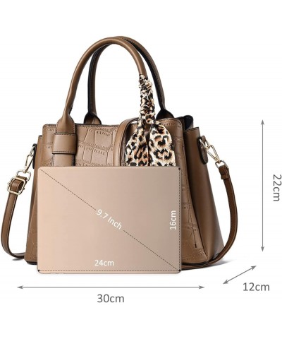 Handbags for Women Designer Top Handle Bag Croc Shoulder Bags PU Leather Tote Bag Ladies Work Bag Khaki $23.00 Handbags