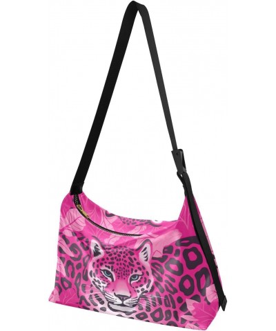 Leopard Pink Shoulder Bag for Women Waterproof PU Leather Hobo Bags Crossbody Purse with Zipper Closure $14.85 Shoulder Bags