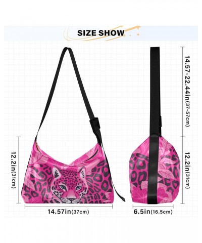 Leopard Pink Shoulder Bag for Women Waterproof PU Leather Hobo Bags Crossbody Purse with Zipper Closure $14.85 Shoulder Bags