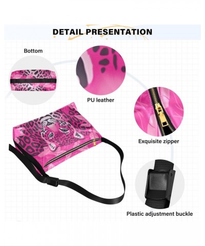 Leopard Pink Shoulder Bag for Women Waterproof PU Leather Hobo Bags Crossbody Purse with Zipper Closure $14.85 Shoulder Bags