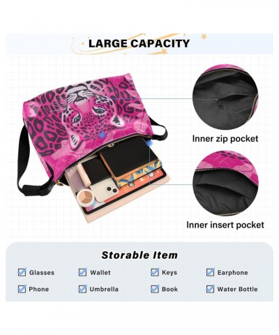 Leopard Pink Shoulder Bag for Women Waterproof PU Leather Hobo Bags Crossbody Purse with Zipper Closure $14.85 Shoulder Bags