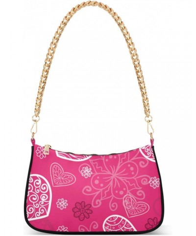 Pink Bright Heart Valentines Shoulder Bag Handbags Womens Tote Clutch Purses Chain Bag for Women $12.00 Shoulder Bags