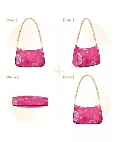 Pink Bright Heart Valentines Shoulder Bag Handbags Womens Tote Clutch Purses Chain Bag for Women $12.00 Shoulder Bags