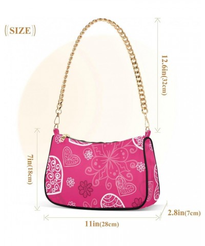 Pink Bright Heart Valentines Shoulder Bag Handbags Womens Tote Clutch Purses Chain Bag for Women $12.00 Shoulder Bags