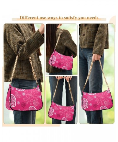 Pink Bright Heart Valentines Shoulder Bag Handbags Womens Tote Clutch Purses Chain Bag for Women $12.00 Shoulder Bags