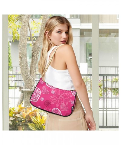 Pink Bright Heart Valentines Shoulder Bag Handbags Womens Tote Clutch Purses Chain Bag for Women $12.00 Shoulder Bags