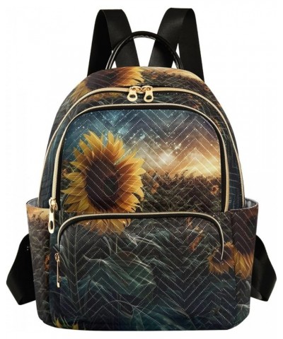 Small Fashion Backpack for Women Night Sunflower Galaxy Print Ladies Travel Daypack Aesthetic Shoulder Bag 11.4×6.1×14.1 IN $...