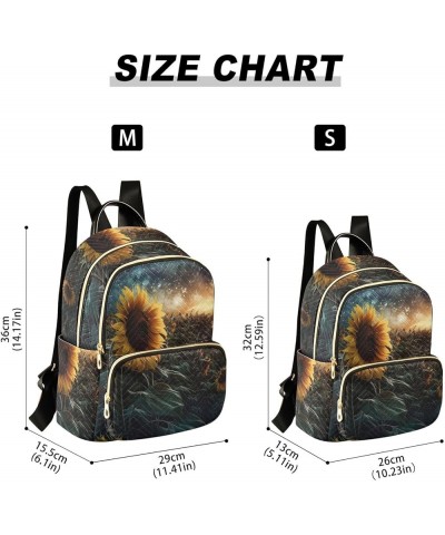 Small Fashion Backpack for Women Night Sunflower Galaxy Print Ladies Travel Daypack Aesthetic Shoulder Bag 11.4×6.1×14.1 IN $...