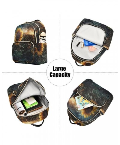 Small Fashion Backpack for Women Night Sunflower Galaxy Print Ladies Travel Daypack Aesthetic Shoulder Bag 11.4×6.1×14.1 IN $...