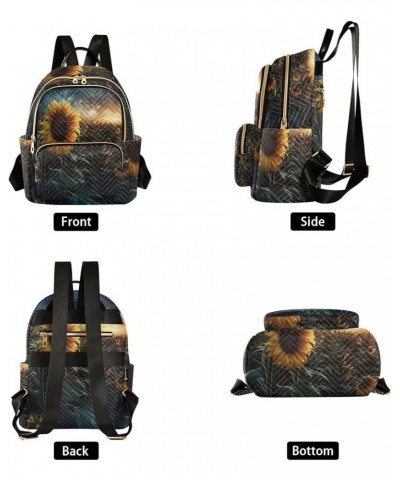 Small Fashion Backpack for Women Night Sunflower Galaxy Print Ladies Travel Daypack Aesthetic Shoulder Bag 11.4×6.1×14.1 IN $...