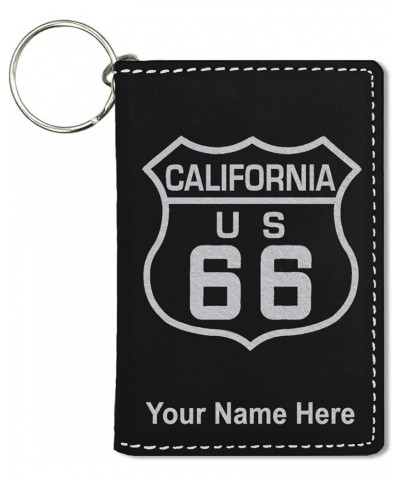 ID Holder Wallet, Route 66 California, Personalized Engraving Included (Teal) Black with Silver $13.44 Wallets