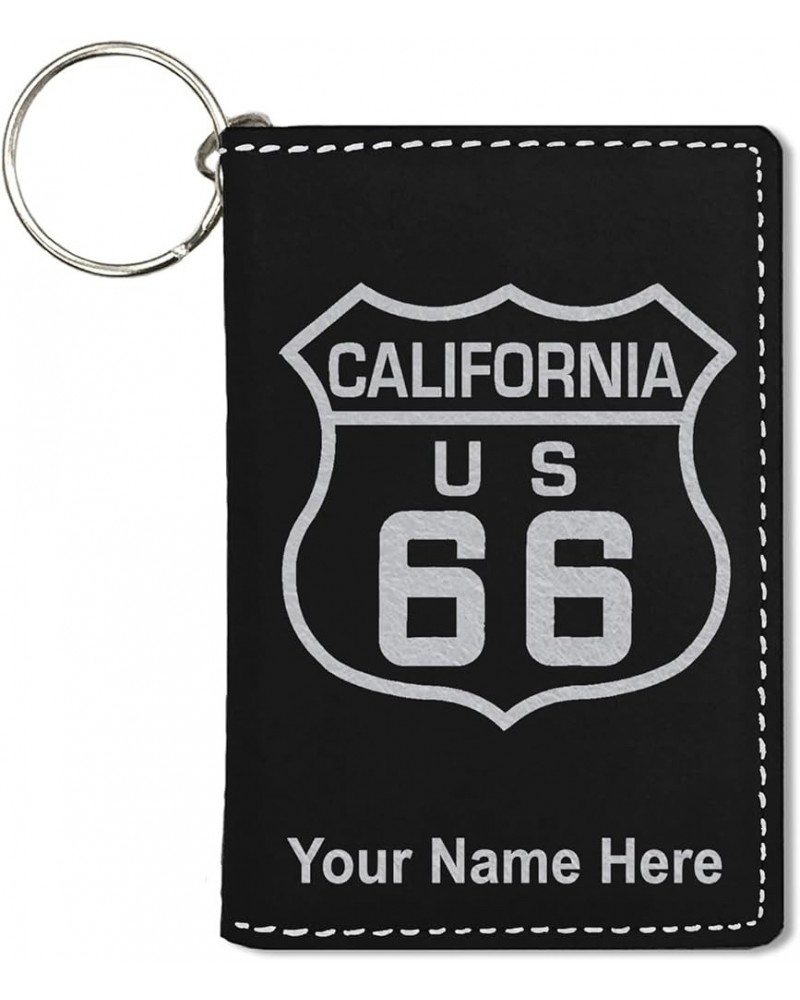 ID Holder Wallet, Route 66 California, Personalized Engraving Included (Teal) Black with Silver $13.44 Wallets