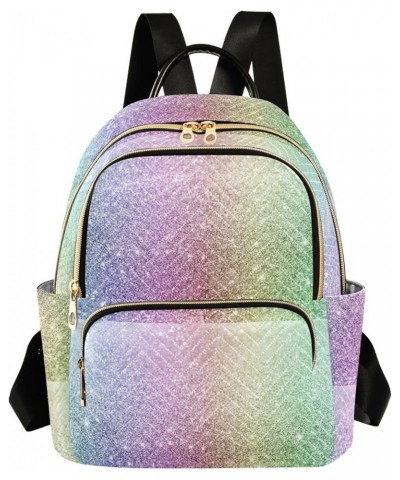 Rainbow Glitter Women Backpack Purse Shoulder Bag Color Medium $16.82 Backpacks