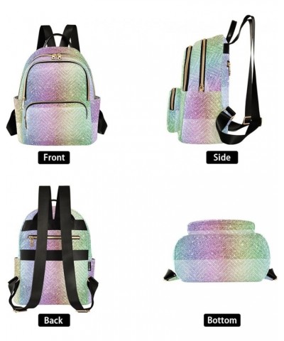 Rainbow Glitter Women Backpack Purse Shoulder Bag Color Medium $16.82 Backpacks